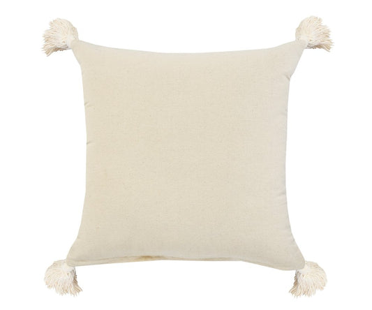 20" Off White And Maroon Beach Striped Cotton Throw Pillow Cover with Tassels