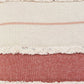 20" Off White And Maroon Beach Striped Cotton Throw Pillow Cover with Tassels