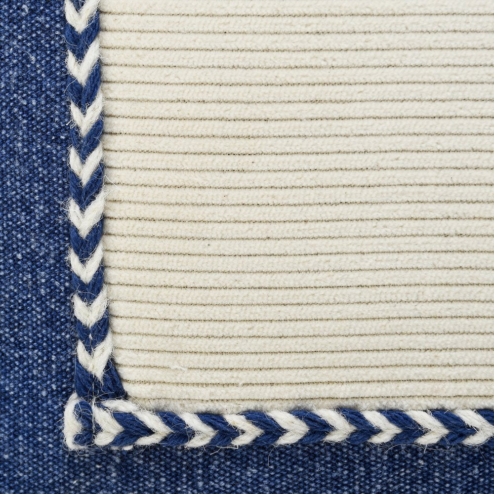 20" Blue And White Beach Coastal Cotton Throw Pillow Cover