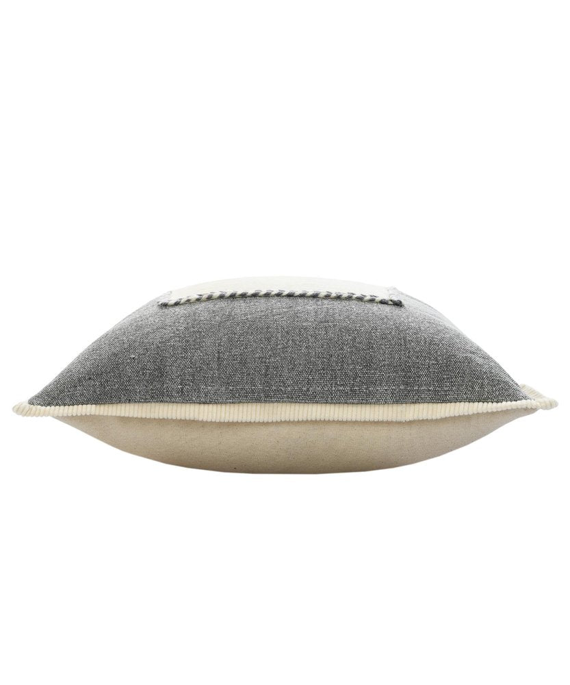 20" Gray And White Beach Color Block Cotton Throw Pillow Cover with Texture