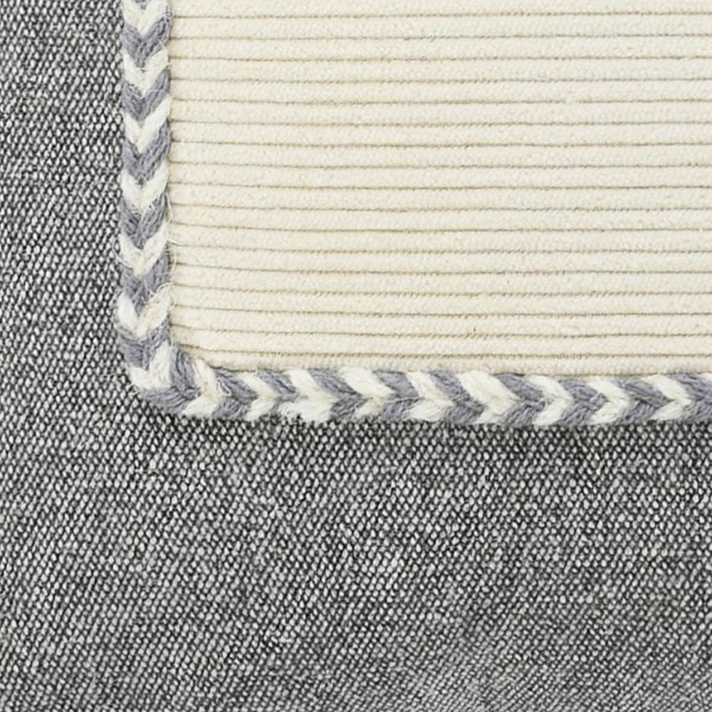 20" Gray And White Beach Color Block Cotton Throw Pillow Cover with Texture