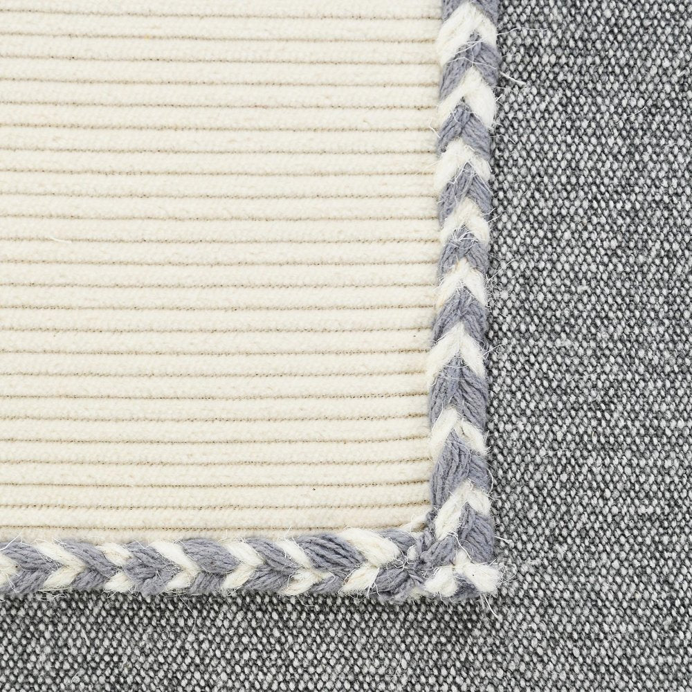 20" Gray And White Beach Color Block Cotton Throw Pillow Cover with Texture