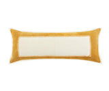 14" X 36" Yellow And White Lumbar Beach Color Block Cotton Throw Pillow Cover with Texture