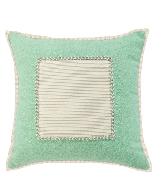 20" Green And White Beach Color Block Cotton Throw Pillow Cover with Texture