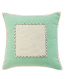 20" Green And White Beach Color Block Cotton Throw Pillow Cover with Texture