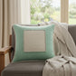 20" Green And White Beach Color Block Cotton Throw Pillow Cover with Texture