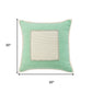 20" Green And White Beach Coastal Cotton Throw Pillow Cover