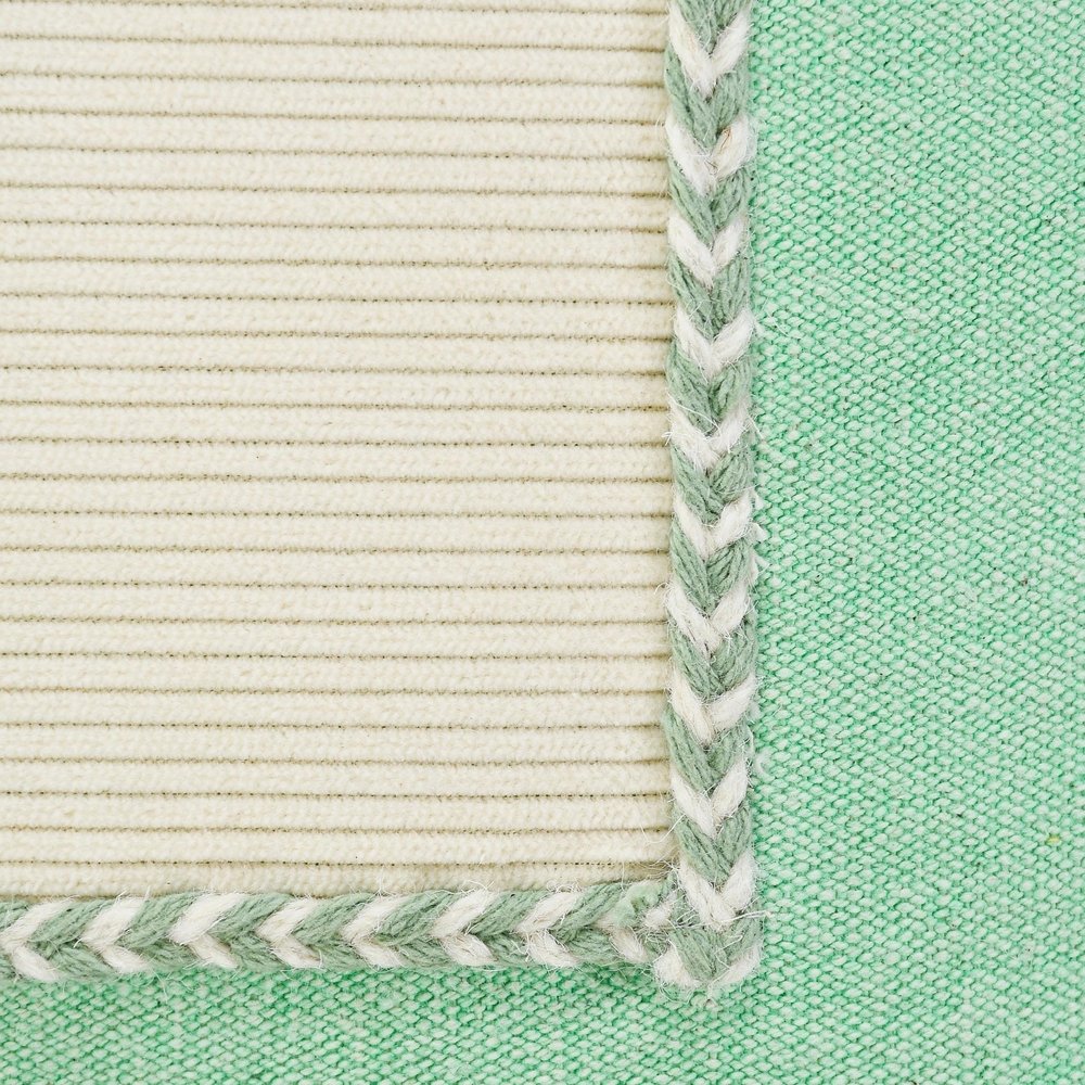 20" Green And White Beach Color Block Cotton Throw Pillow Cover with Texture
