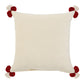 20" Red And White Geometric Cotton Throw Pillow Cover with Tassels Tufts And Texture