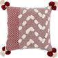20" Red And White Geometric Cotton Throw Pillow Cover with Tassels Tufts And Texture