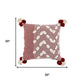 20" Red And White Geometric Cotton Throw Pillow Cover with Tassels Tufts And Texture
