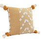20" Yellow And White Geometric Cotton Throw Pillow Cover with Tassels Tufts And Texture