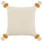 20" Yellow And White Geometric Cotton Throw Pillow Cover with Tassels Tufts And Texture