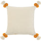 20" Yellow And White Geometric Cotton Throw Pillow Cover with Tassels Tufts And Texture