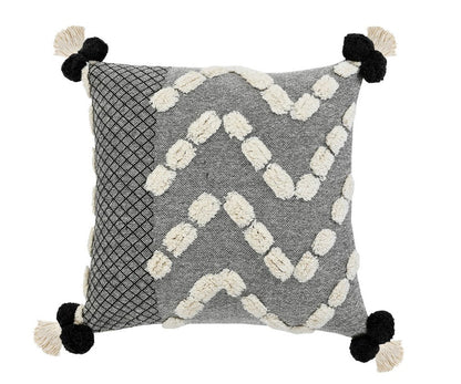 20" Gray And White Geometric Cotton Throw Pillow Cover