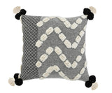 20" Gray And White Geometric Cotton Throw Pillow Cover