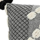 20" Gray And White Geometric Cotton Throw Pillow Cover with Tassels Tufts And Texture