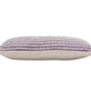 14" X 36" Lavender And Off White Lumbar Striped Cotton Throw Pillow Cover with Tufts