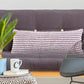 14" X 36" Purple And White Lumbar Striped Cotton Throw Pillow Cover