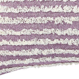 14" X 36" Lavender And Off White Lumbar Striped Cotton Throw Pillow Cover with Tufts