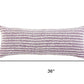 14" X 36" Purple And White Lumbar Striped Cotton Throw Pillow Cover