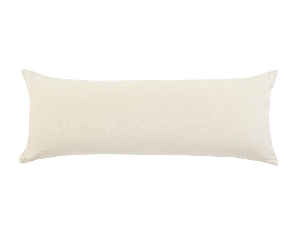 14" X 36" Lavender And Off White Lumbar Striped Cotton Throw Pillow Cover with Tufts