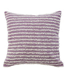 20" Lavender And Off White Striped Cotton Throw Pillow Cover with Tufts