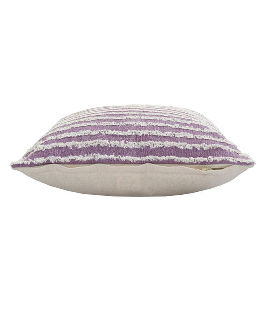20" Purple And White Striped Cotton Throw Pillow Cover