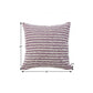 20" Lavender And Off White Striped Cotton Throw Pillow Cover with Tufts