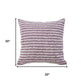 20" Purple And White Striped Cotton Throw Pillow Cover