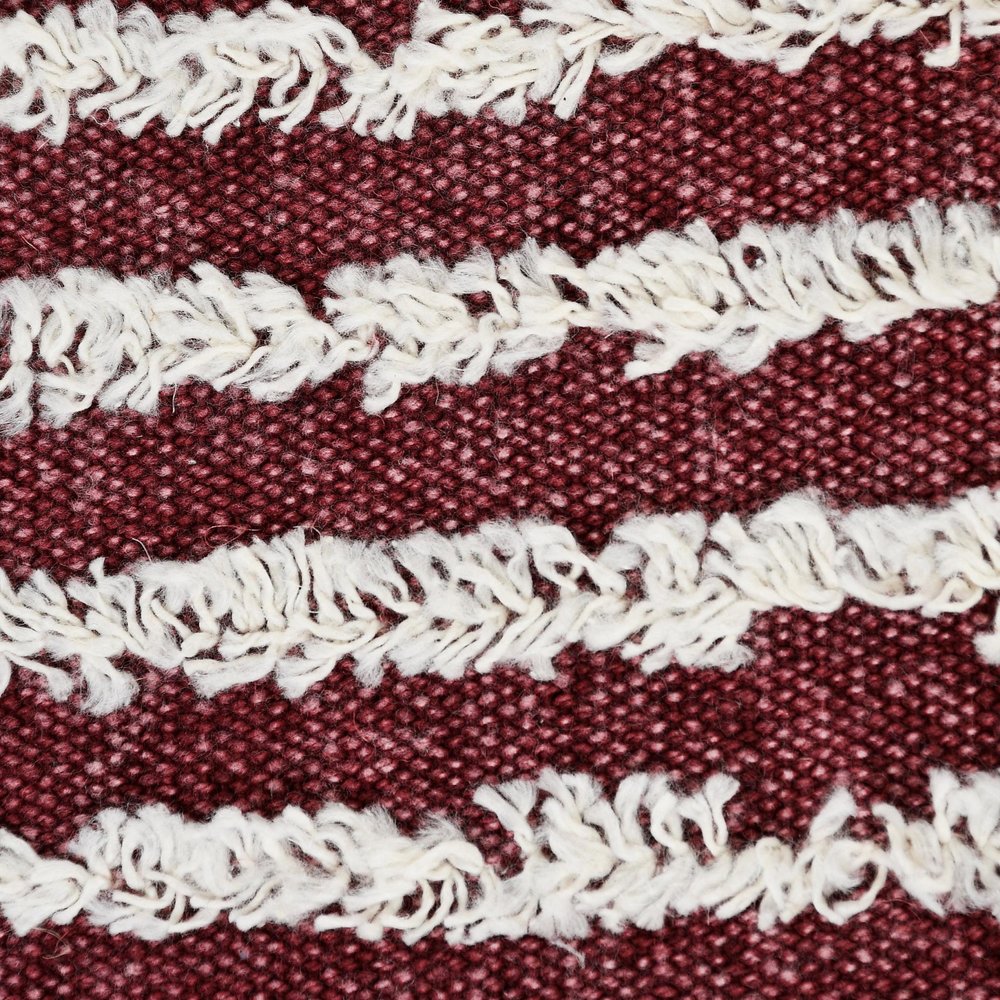 20" Red And White Striped Cotton Throw Pillow Cover with Tufts