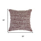 20" Red And White Striped Cotton Throw Pillow Cover