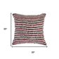 20" Red And White Striped Cotton Throw Pillow Cover with Tufts