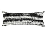 14" X 36" Black And White Lumbar Striped Cotton Throw Pillow Cover with Tufts