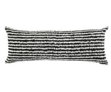 14" X 36" Black And White Lumbar Striped Cotton Throw Pillow Cover with Tufts