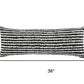 14" X 36" Black And White Lumbar Striped Cotton Throw Pillow Cover with Tufts