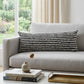 14" X 36" Black And White Lumbar Striped Cotton Throw Pillow Cover with Tufts
