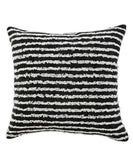 20" Black And White Striped Cotton Throw Pillow Cover with Tufts