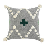 20" Gray And Green Chevron Cotton Throw Pillow Cover