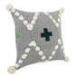 20" Gray And Green Chevron Cotton Throw Pillow Cover
