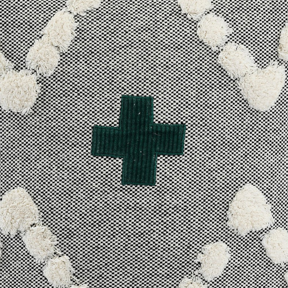 20" Gray And Green Chevron Cotton Throw Pillow Cover