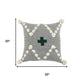 20" Gray And Green Chevron Cotton Throw Pillow Cover