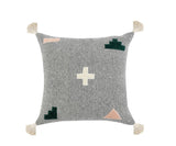 20" Gray And Green Geometric Cotton Throw Pillow Cover