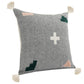 20" Gray And Green Geometric Cotton Throw Pillow Cover