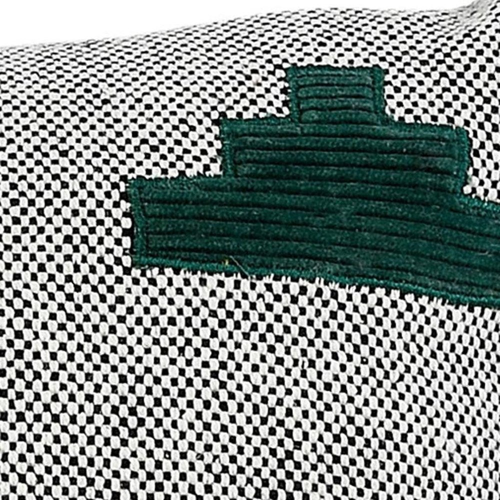 20" Gray And Green Geometric Cotton Throw Pillow Cover