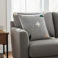 20" Gray And Green Geometric Cotton Throw Pillow Cover