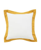20" White And Yellow Color Block Cotton Throw Pillow Cover