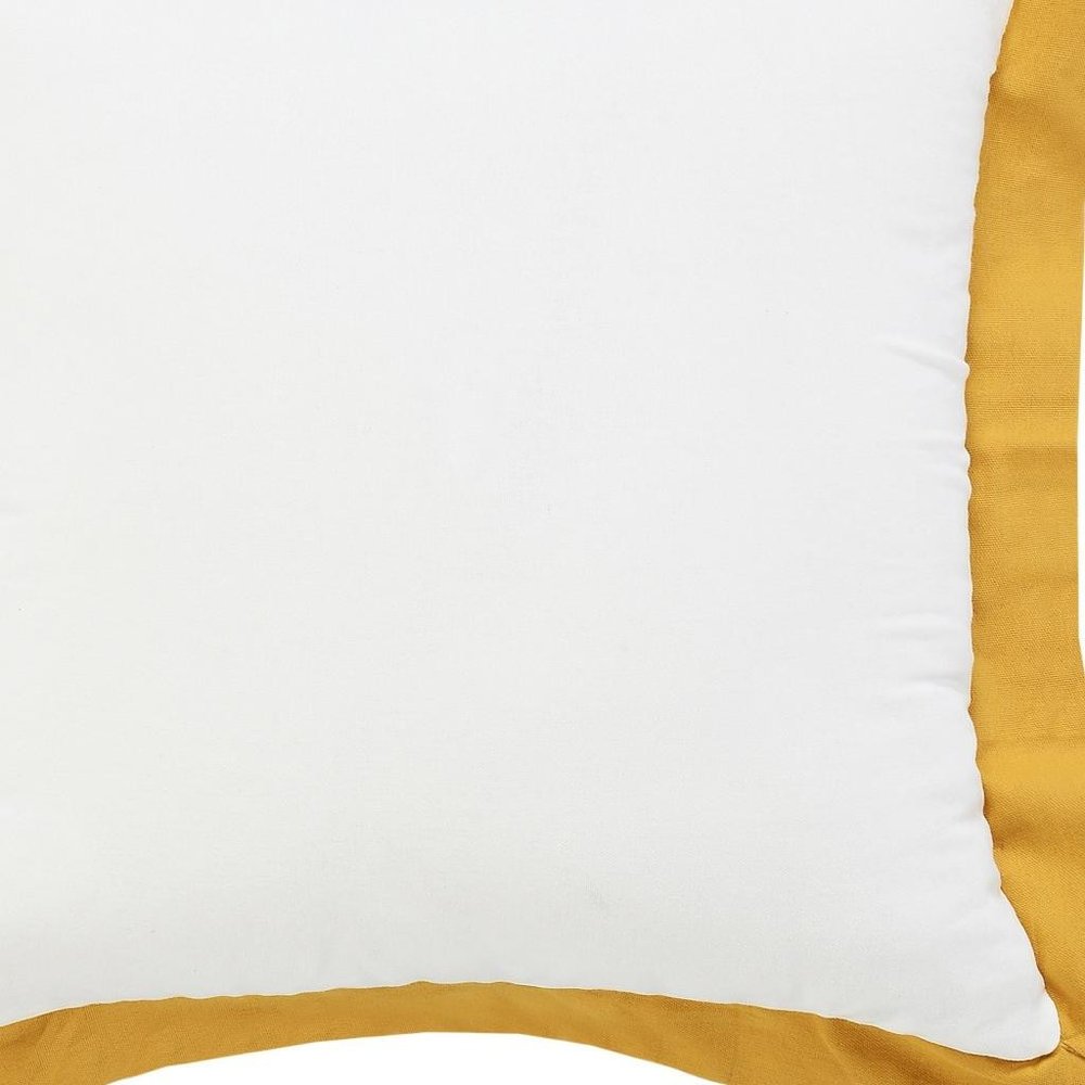 20" White And Yellow Color Block Cotton Throw Pillow Cover