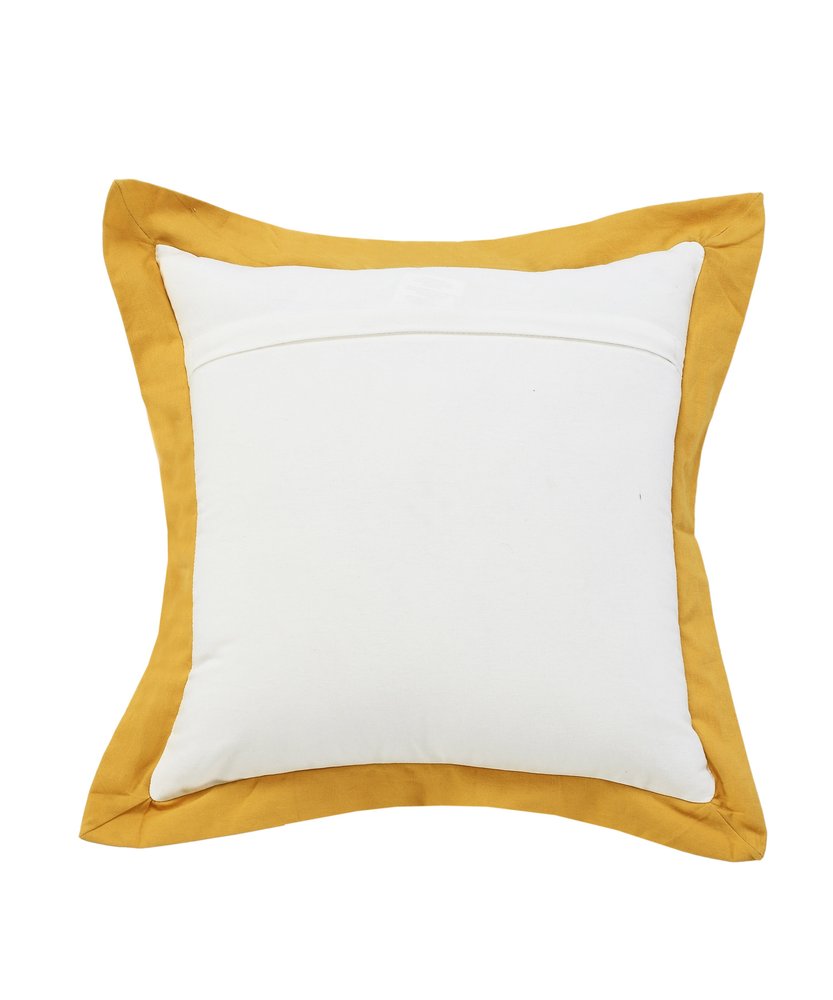 20" White And Yellow Color Block Cotton Throw Pillow Cover