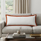 14" X 36" White And Brown Lumbar Color Block Cotton Throw Pillow Cover